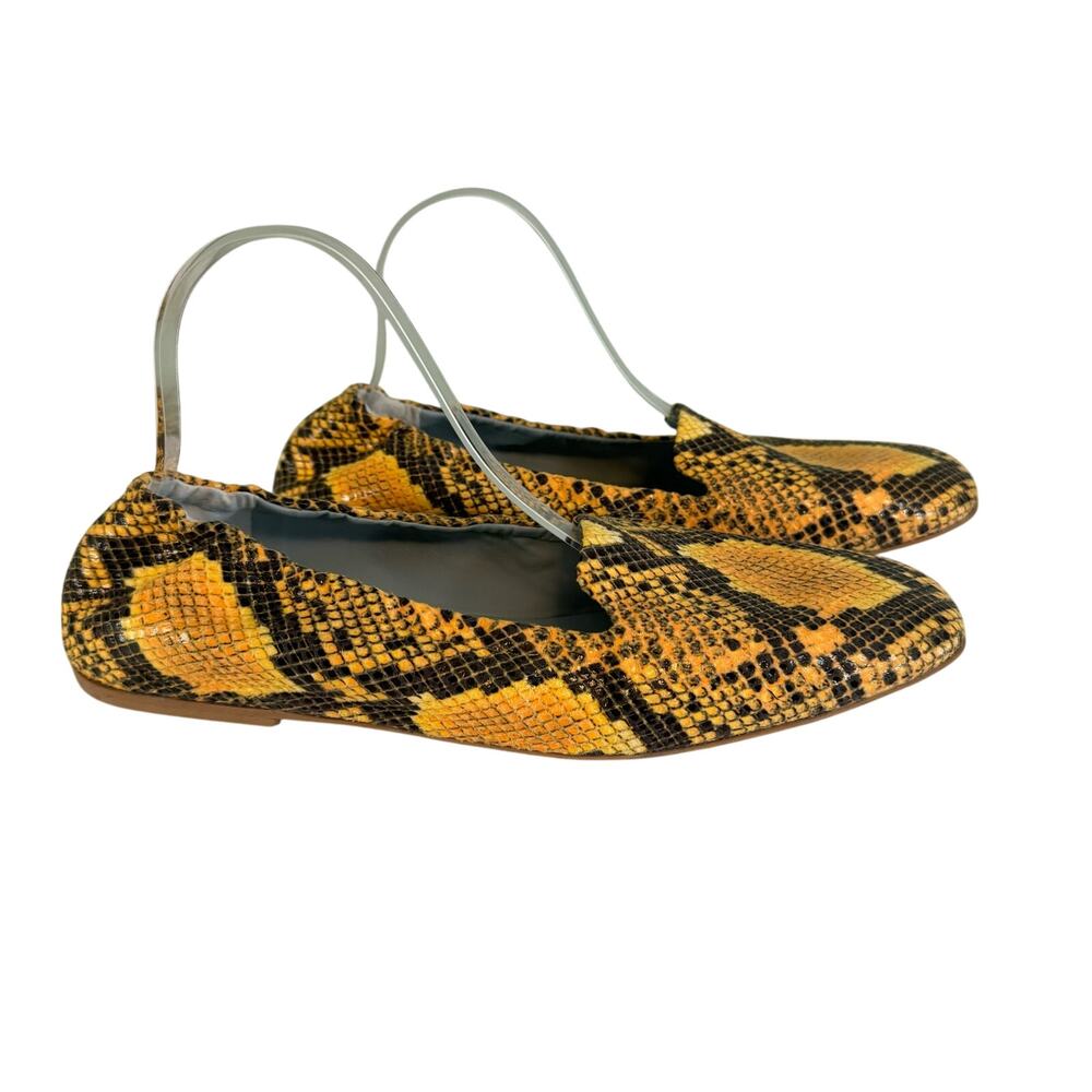 Aera Loafer Shoes Womens 42 US 12 Yellow Snakeskin Vegan Square Flat Italy NWOT